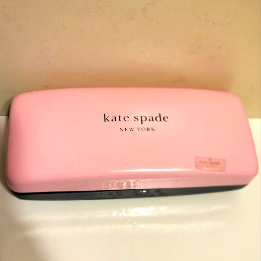 NEW Kate Spade Pink/Green Leather Velvet Lined Hard Clamshell Sun/Eyeglass Case
